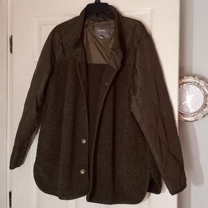 Olive sherpa quilted mixed media jacket